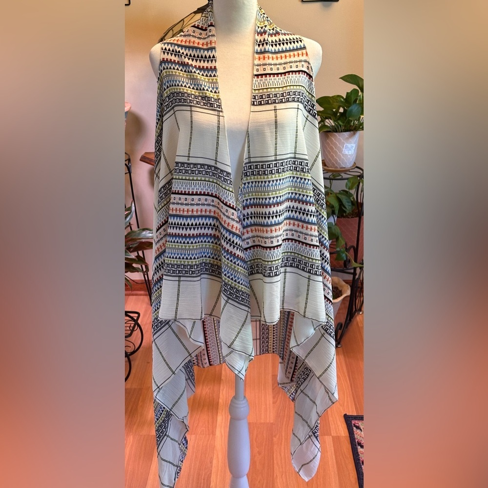 Bohemian Patterned Open Front Kimono Cardigan One… - image 1